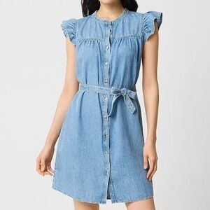 J Crew Factory Ruffle Denim Dress
